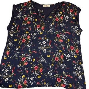 Full Moon Maternity Women’s L Navy Floral Mixed Media Top